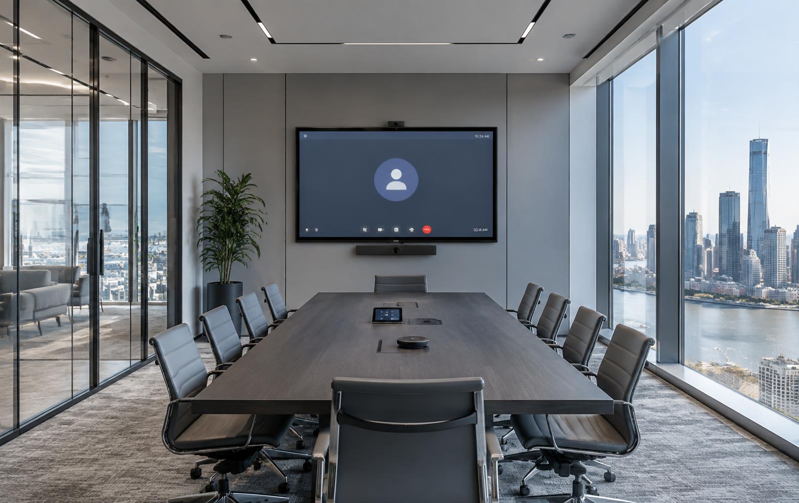 Salle de réunion équipée pour la visioconférence